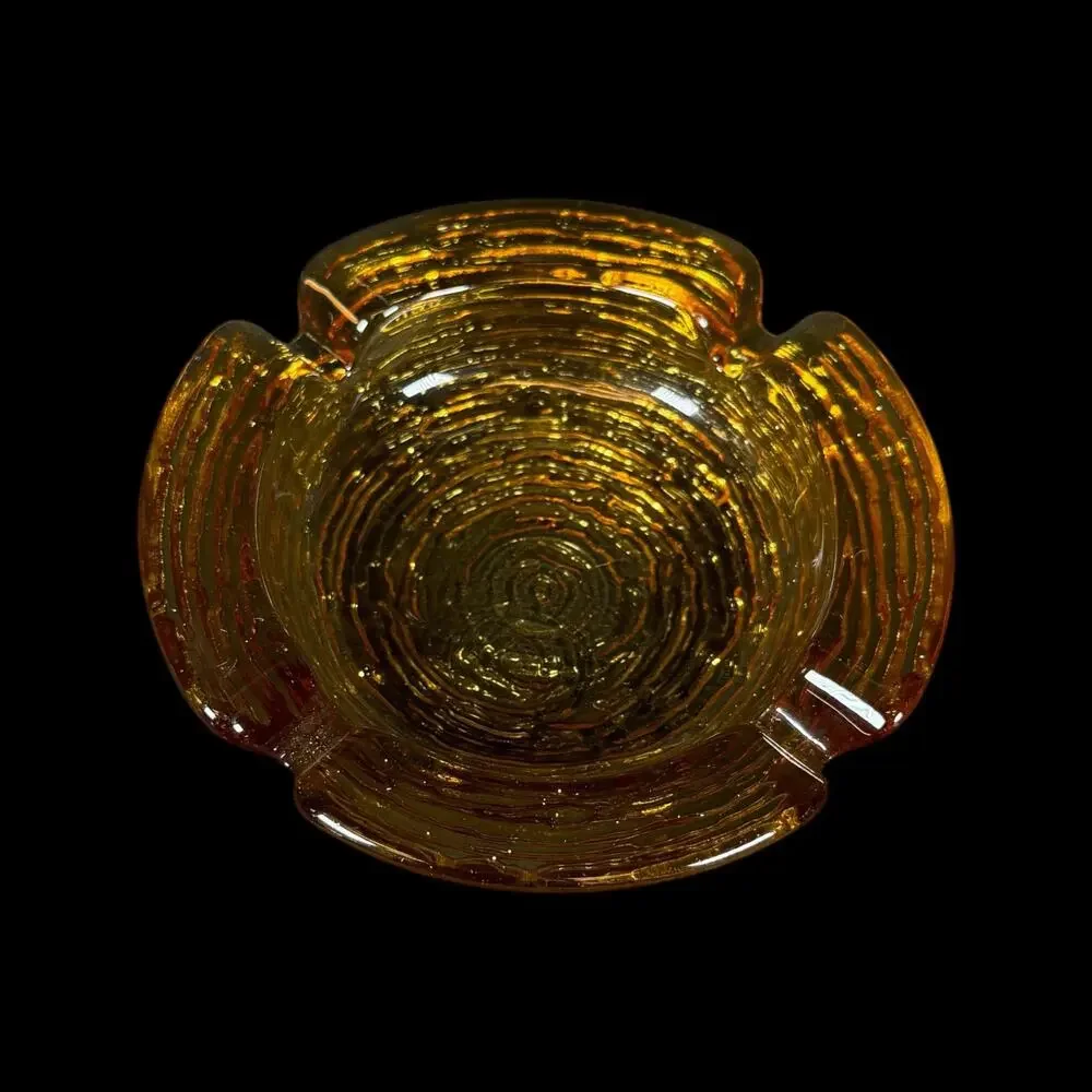 Vintage Soreno Glass Ashtray Honey Gold Amber 4.25